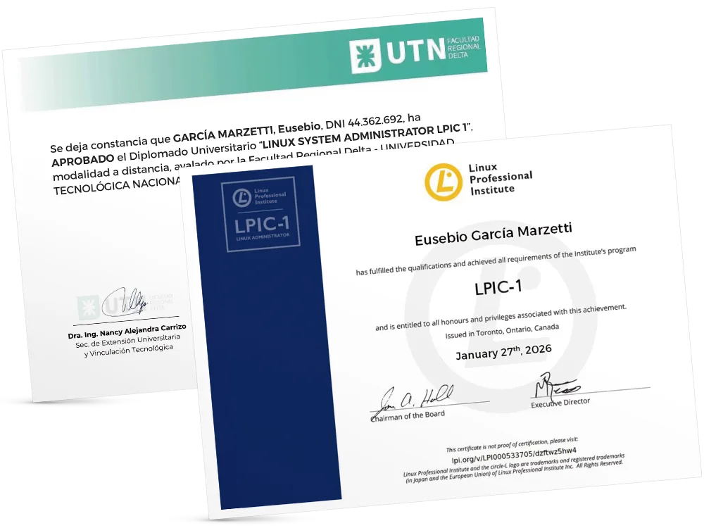 Certificación nacional (UTN-FRD) e internacional (LPI)