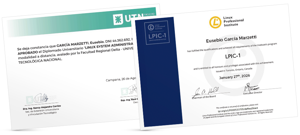 Certificación nacional (UTN-FRD) e internacional (LPI)