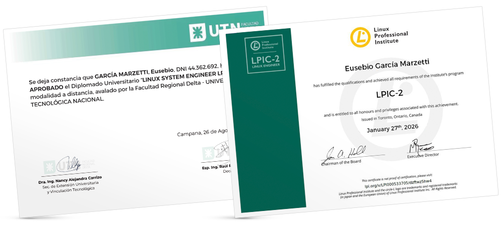 Certificación nacional (UTN-FRD) e internacional (LPI)