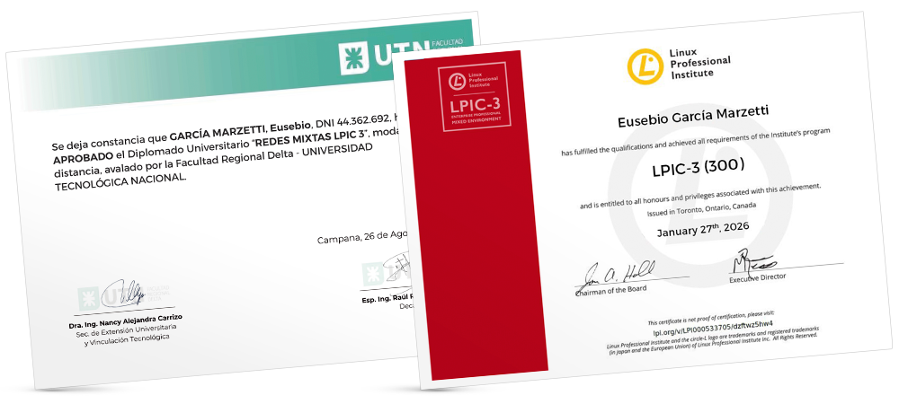 Certificación nacional (UTN-FRD) e internacional (LPI)