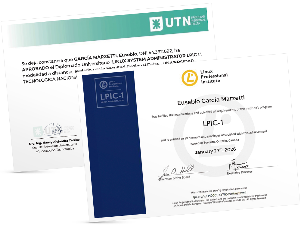 Certificación nacional (UTN-FRD) e internacional (LPI)